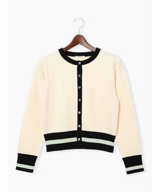 Te chichi バイカラークラシカルカーディガン オフホワイト