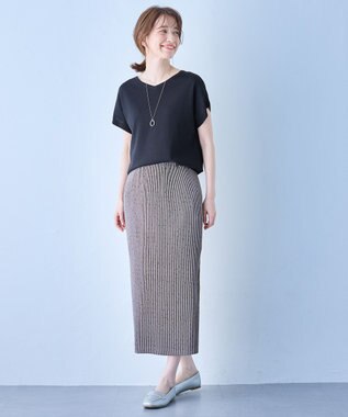 ANY L 【ウエストゴム】プリーツアイラインスカート グレー