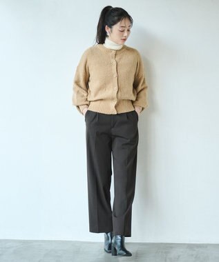 #Newans 【洗える】ボリュームスリーブニットカーディガン ベージュ系