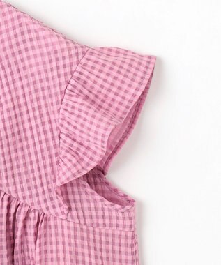 組曲 KIDS 【150-160㎝】ギンガムサッカー ワンピース ラズベリー