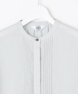 J.PRESS LADIES L 【WEB限定カラーあり・洗える】ラミーポプリン バンドカラー ブラウス ライトグレー系