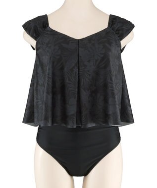 San-ai Resort（三愛水着楽園） プリントワンピ見えビキニ　9M・11L　【San-ai Resort（サンアイリゾート）】 ブラック