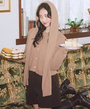 earth music&ecology 【イージーケア】パウダーシャギーフーディーマフラー Beige