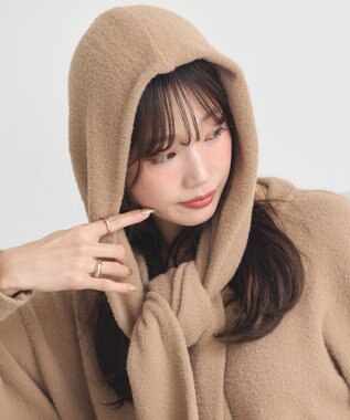 earth music&ecology 【イージーケア】パウダーシャギーフーディーマフラー Beige