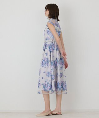 GRACE CONTINENTAL ブーケフラワー刺繍ワンピース グレー