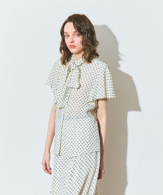 GRACE CONTINENTAL ドットジャガードボウタイブラウス