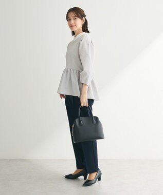 Green Parks ef-de 衿取り外しペプラムブラウス Light Gray