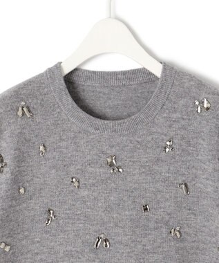 ICB 【洗える】 ジュエルニットプルオーバー ライトグレー系