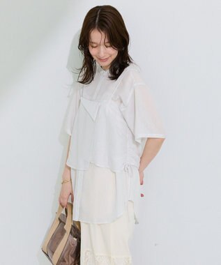 Green Parks ＳＥＴ２点シアーストライプシャツ＋ビスチェ Off White