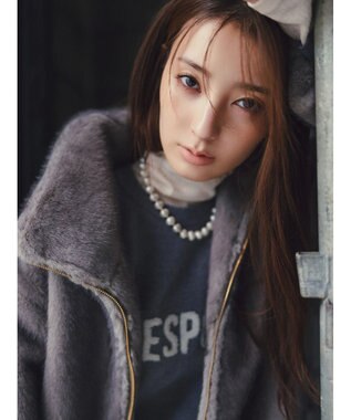 Te chichi 【宮本茉由着用】グラデーションファースタンドジャケット グレー