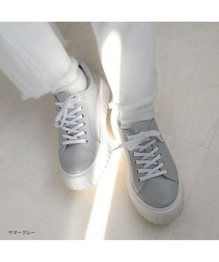 Pointer 日本製 レースアップ厚底スニーカー サマーグレー