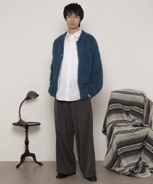 WEGO 【ユニセックス着用ITEM】フェザーニットボタンシャツ ブルー