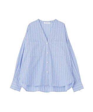 AMERICAN HOLIC 【イージーケア】ストライプVネックシャツ Sax