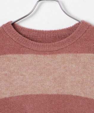 WEGO ボーダーフラッフィービッグニット ピンク