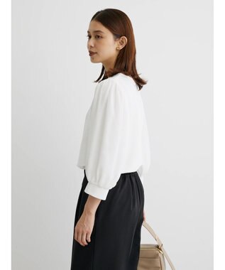 Green Parks 袖異素材使いリップルプルオーバー Off White