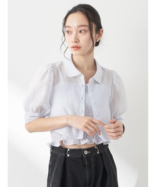 earth music&ecology ＳＥＴ２点シアークロップドシャツ×シャーリングタンク