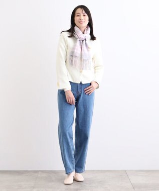 MOONBAT WEB限定【洗える】ミエル (miel) カシミヤ100％ チェックマフラー ライトグレー