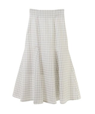 earth music&ecology 裾フレアチェックスカート Off White