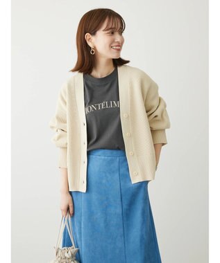 Green Parks スポンディシュ畦編みショート丈カーディガン Cream