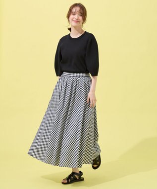 ANY 【ウエストゴム】シャンブレーライクフレアスカート ギンガム