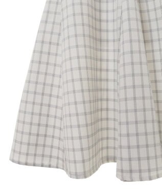 earth music&ecology 裾フレアチェックスカート Off White