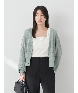 earth music&ecology 透かし編みテープヤーンカーディガン