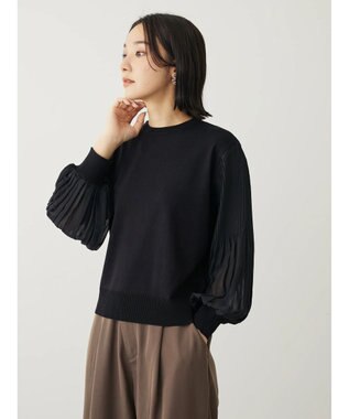 Green Parks プリーツ袖ニットプルオーバー Black