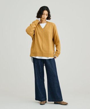 J.PRESS YORK STREET 【WOMEN】ウールカシミヤ ドルマンVニット イエロー系