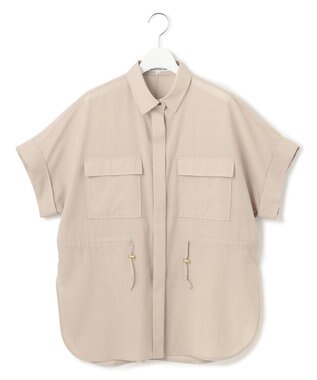 23区 【洗える】ライトシアーマットクロス ミリタリーディティール シャツ ベージュ系