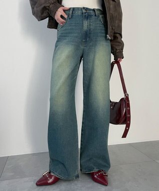 WEGO 【新色追加/美脚/XSSMLサイズ展開】ストレートデニムパンツ デニム中濃加工色