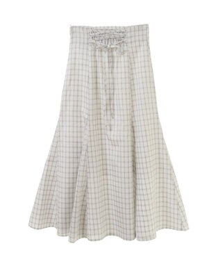 earth music&ecology 裾フレアチェックスカート Off White