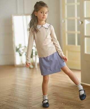 組曲 KIDS 【150-160cm】リブ襟 トップス ベージュ系