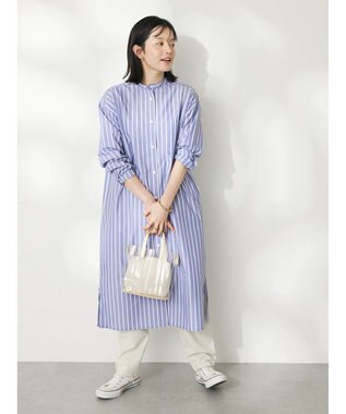 CRAFT STANDARD BOUTIQUE プランサーボタンシャツワンピース Stripe Blue