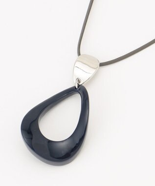 J.PRESS LADIES マーブルオーバルネックレス ネイビー系