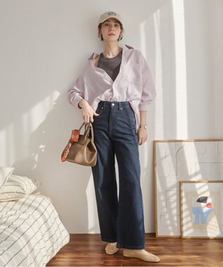 WEGO 【ANGIE VINTAGE/SMLサイズ展開】ワイドストレートデニムパンツ ブラックその他
