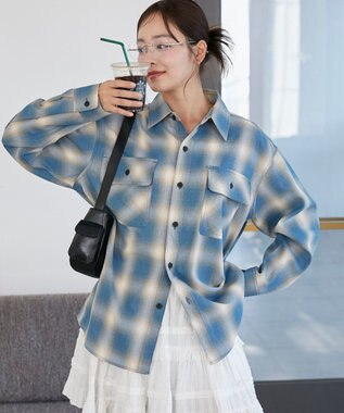 WEGO 【ユニセックス着用ITEM/SMLサイズ展開】オンブレチェックシャツ（LS） 柄4