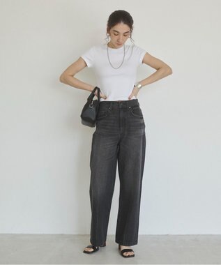 WEGO 【ANGIE VINTAGE/SMLサイズ展開】ワイドストレートデニムパンツ ブラックその他