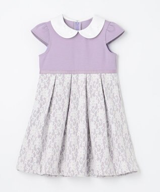 ANY KIDS 襟付きレースボンディングワンピース ラベンダー