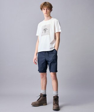 JOSEPH ABBOUD MOUNTAIN 【ゆったり】プレーティング天竺 リーフプリントアウトドア Tシャツ ホワイト系