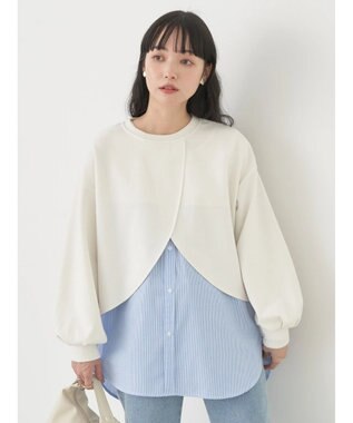 earth music&ecology ＳＥＴ２点カットプルオーバー＋シャツドッキングタンク Ivory