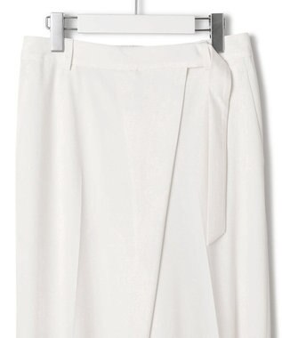 23区 【洗える】ポリエステルレーヨン ラップディテール パンツ アイボリー系