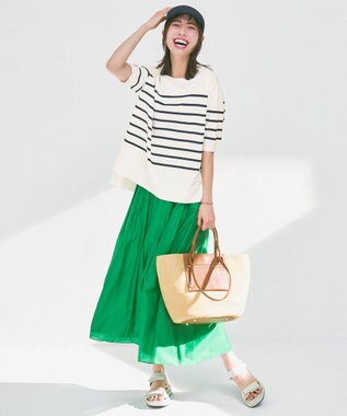 自由区 L 【洗える】エアリー スカート グリーン