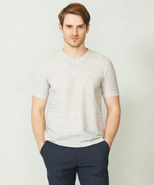 JOSEPH ABBOUD 【吸水速乾/軽量】リネンTOPピケ Tシャツ ライトグレー系