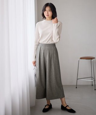 ANY テレコハイネックロングスリーブＴシャツ グレージュ