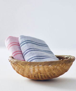 SHINTO TOWEL シマ フェイスタオル ダブル白地 レッド