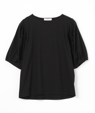 ANY 【WEB限定・接触冷感】シルケットスムース ギャザーパフスリーブトップス ブラック