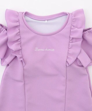 ANY KIDS 【UVカット】2WAYショルダーセパレート水着 ラベンダー×ラベンダーチェック