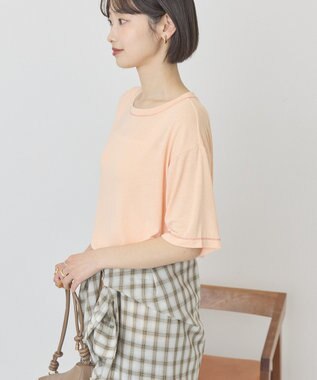 AMERICAN HOLIC 【先行予約】【マルチ機能】配色ステッチルーズTシャツ Orange