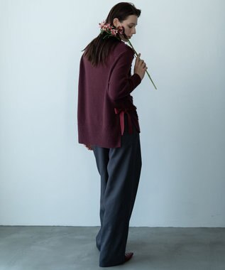 自由区 【カトリエムブーケ】Check frange フリンジプルオーバーニット ボルドー