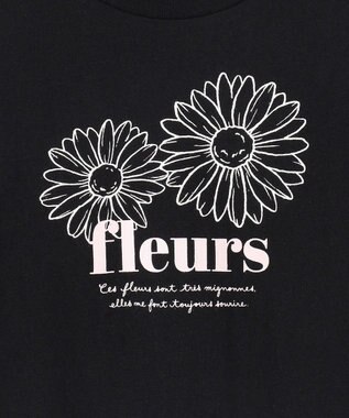 ANY KIDS 【一部店舗/WEB限定】【綿100%】プリント 半袖Tシャツ ブラック×花